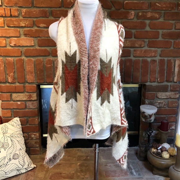 Italy Design High Low Aztec Native Vest Jacket M - Picture 7 of 12